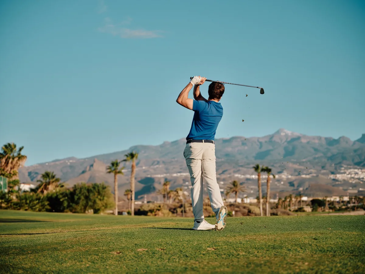 Golfer playing at Amarilla Golf in Tenerife