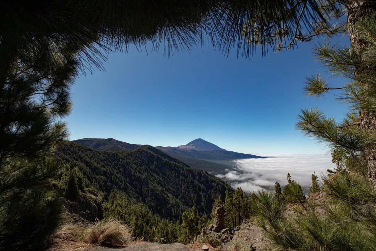Mount Teide rising above the cloud layer in Tenerife